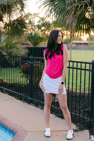 White Frayed Hem Mini Skirt
