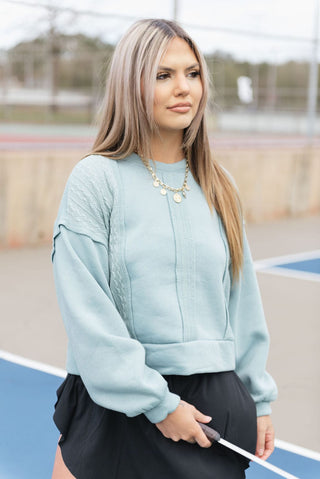 Sage Cable Contrast Pullover