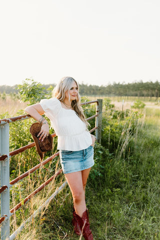 Medium Wash High Rise Mini Skort