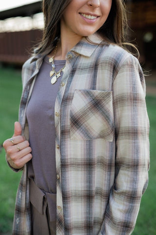 Brown Button Up Flannel | Select Trends Boutique