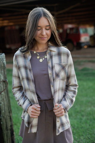 Brown Button Up Flannel | Select Trends Boutique