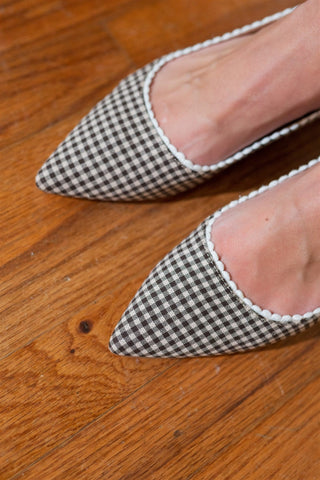 Brown Checkered Pointed Toe Flats