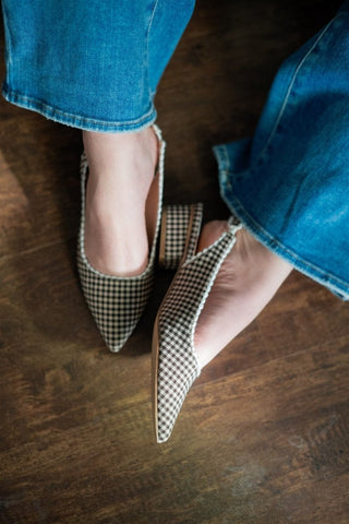 Brown Checkered Pointed Toe Flats - Select Trends Boutique