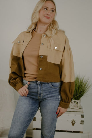 Brown Colorblock Shacket from Select Trends Boutique