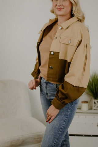 Brown Colorblock Shacket from Select Trends Boutique