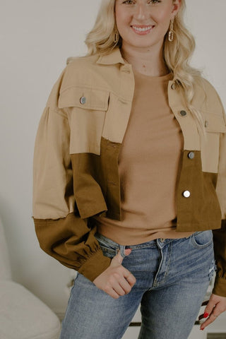 Brown Colorblock Shacket from Select Trends Boutique