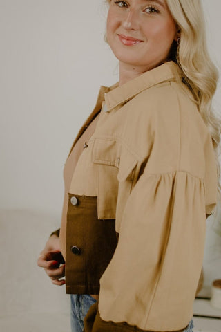 Brown Colorblock Shacket from Select Trends Boutique