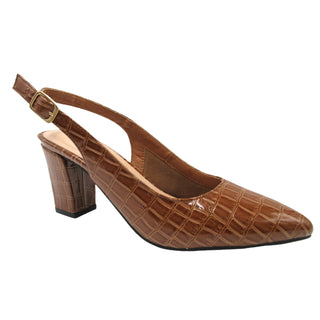 Brown Croc Sling Back Heels - Select Trends Boutique