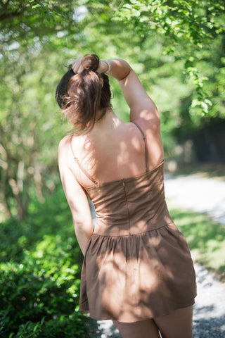 Brown Drop Waist Linen Dress | Select Trends Boutique
