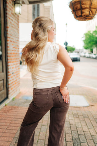 Brown Frayed Straight Leg Jeans - Select Trends Boutique