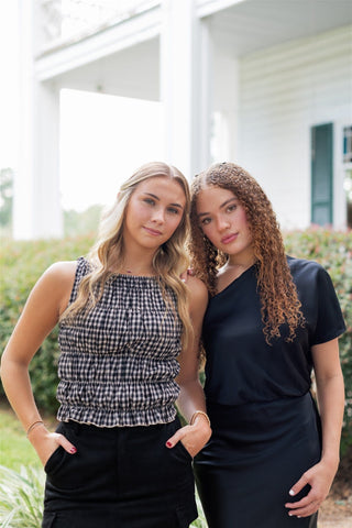 Brown Gingham Smocked Top - Select Trends Boutique