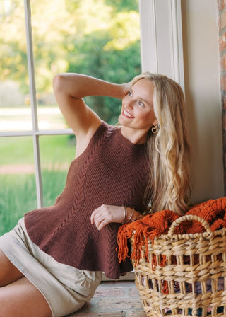 Brown Knit Sleeveless Peplum Top | Select Trends Boutique