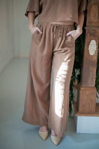 Brown Linen Set Pants | Select Trends Boutique