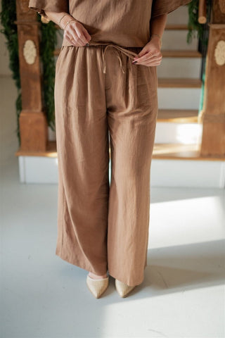 Brown Linen Set Pants | Select Trends Boutique