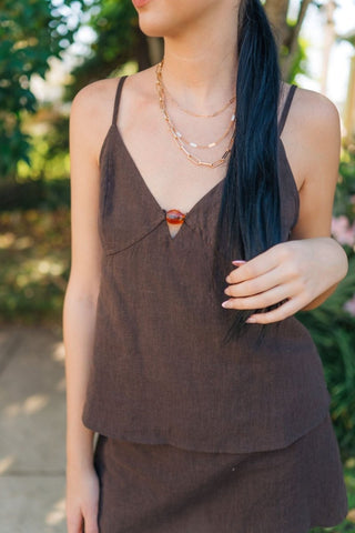 Brown Linen Top and Skort Set | Select Trends Boutique