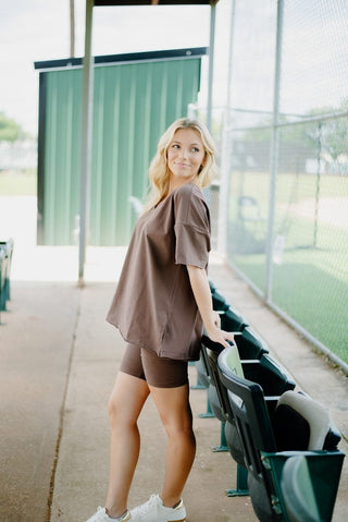 Brown Lounge Set Biker Shorts | Select Trends Boutique