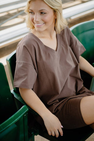 Brown Lounge Set Tee - Select Trends Boutique