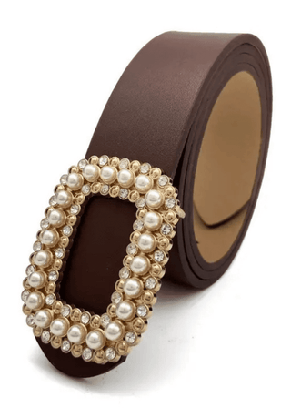 Brown Pearl Buckle Belt | Select Trends Boutique