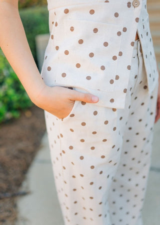 Brown Polka Dot Linen Pant Set | Select Trends Boutique