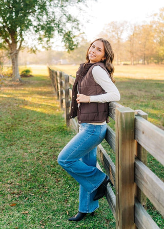 Brown Quilted Sleeveless Puffer Vest | Select Trends Boutique