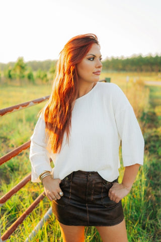Brown Rustic Leather Mini Skirt | Select Trends Boutique