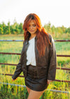 Brown Rustic Zip Up Leather Jacket