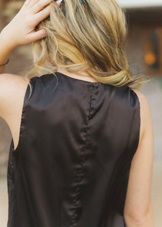 Brown Satin Lace Trim Mini Dress | Select Trends Boutique