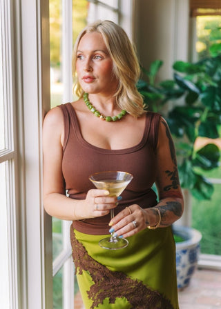 Brown Scoop Neck Ribbed Tank Top | Select Trends Boutique