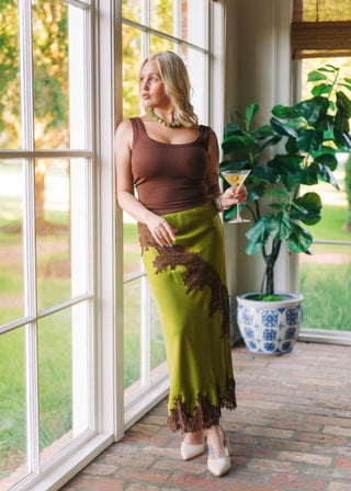 Brown Scoop Neck Ribbed Tank Top | Select Trends Boutique