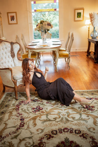 Brown Smocked Ruffle Detail Maxi Dress - Select Trends Boutique