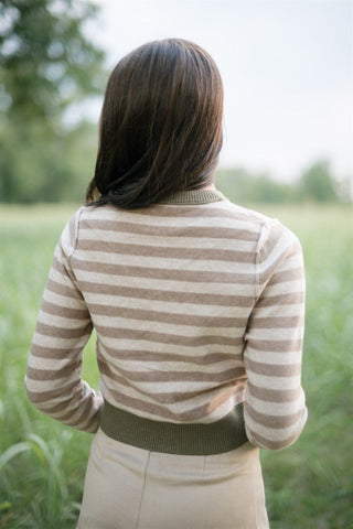 Brown Striped Button Up Cardigan Sweater - Select Trends Boutique