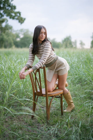 Brown Striped Button Up Cardigan Sweater | Select Trends Boutique