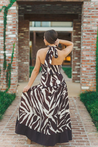 Brown Tiger Halter Top & Maxi Skirt Set | Select Trends Boutique