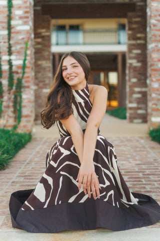Brown Tiger Halter Top & Maxi Skirt Set | Select Trends Boutique
