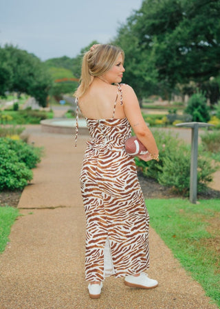 Brown Tiger Print Maxi Skirt Set | Select Trends Boutique