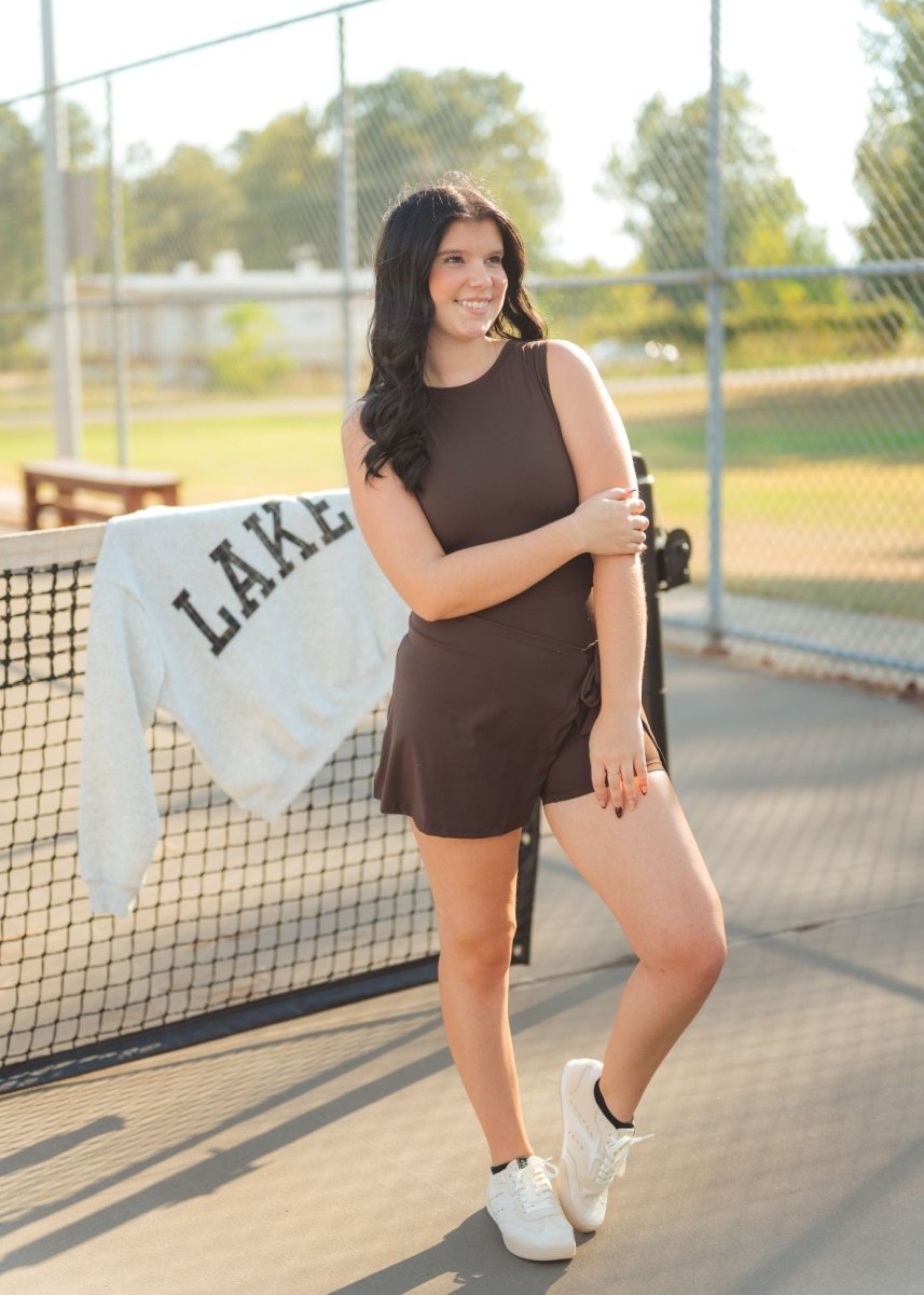Brown Wrap Athletic Romper