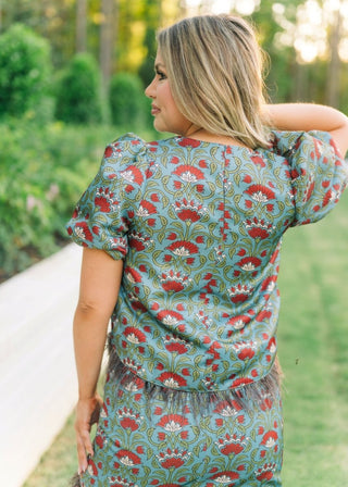 Burgundy Floral Feather Set Blouse | Select Trends Boutique