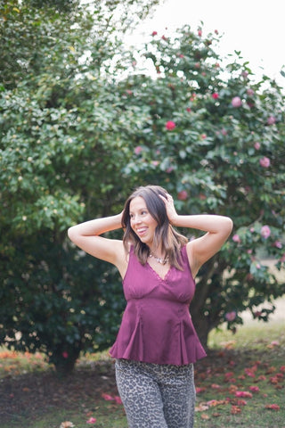 Burgundy Lace Detail V - Neck Top | Select Trends Boutique