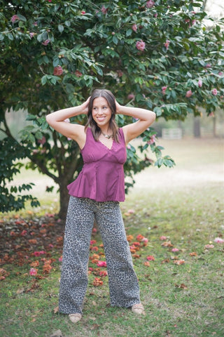 Burgundy Lace Detail V - Neck Top | Select Trends Boutique
