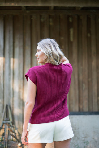 Burgundy Mock Neck Short Sleeve Knit Top - Select Trends Boutique