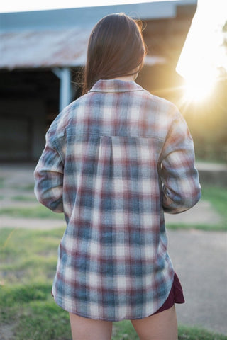 Burgundy Plaid Button Up Flannel | Select Trends Boutique