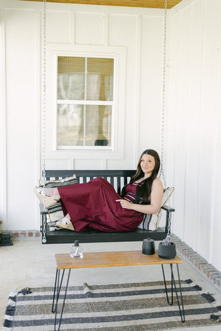 Burgundy Poplin Tie Detail Midi Dress | Select Trends Boutique