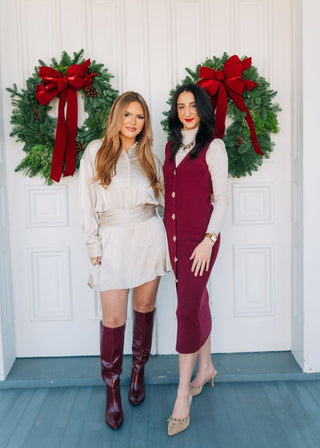 Burgundy Sleeveless Button Up Midi Dress | Select Trends Boutique