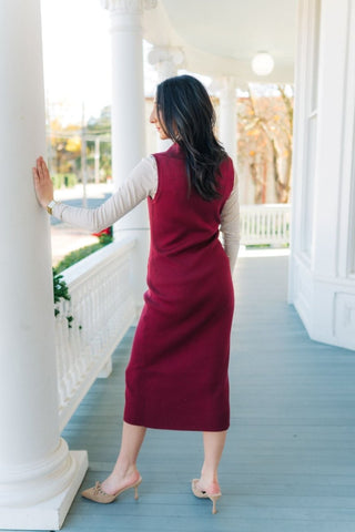 Burgundy Sleeveless Button Up Midi Dress | Select Trends Boutique