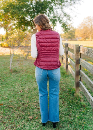 Burgundy Zip Up Puffer Vest | Select Trends Boutique