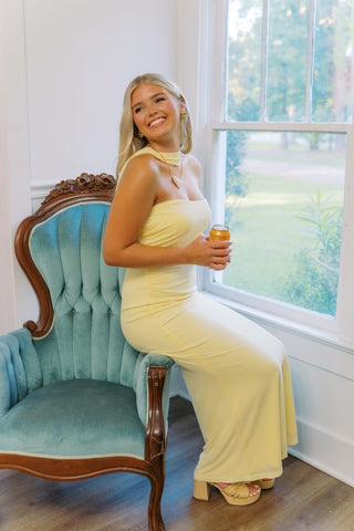 Butter Yellow Scarf Maxi Dress | Select Trends Boutique