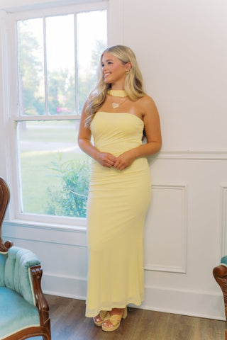 Butter Yellow Scarf Maxi Dress | Select Trends Boutique