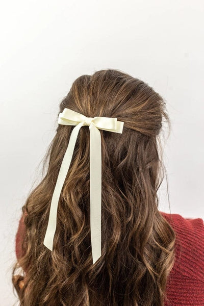 Ivory Satin Double Hair Bow