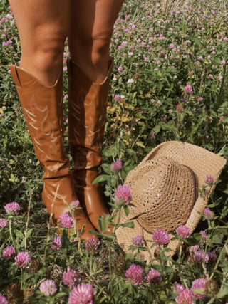 Camel Knee High Cowgirl Boots - Select Trends Boutique