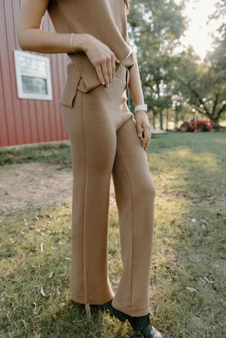 Camel Knit Set Pants | Select Trends Boutique